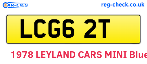 LCG62T are the vehicle registration plates.