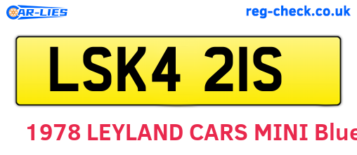 LSK421S are the vehicle registration plates.