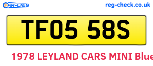 TFO558S are the vehicle registration plates.