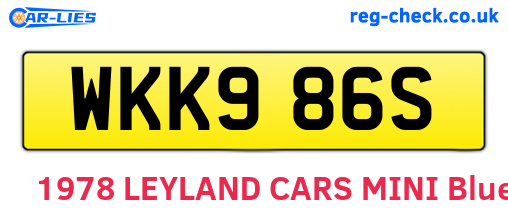WKK986S are the vehicle registration plates.