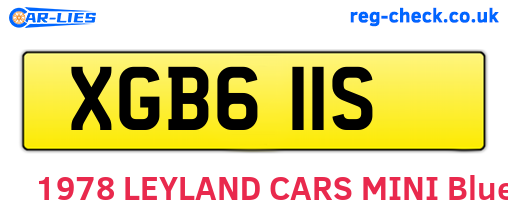 XGB611S are the vehicle registration plates.