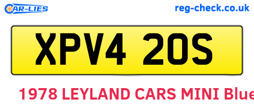 XPV420S are the vehicle registration plates.