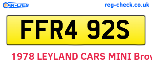FFR492S are the vehicle registration plates.