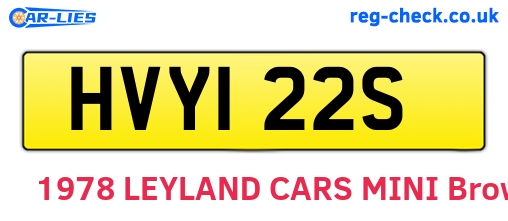 HVY122S are the vehicle registration plates.