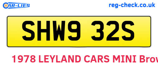 SHW932S are the vehicle registration plates.