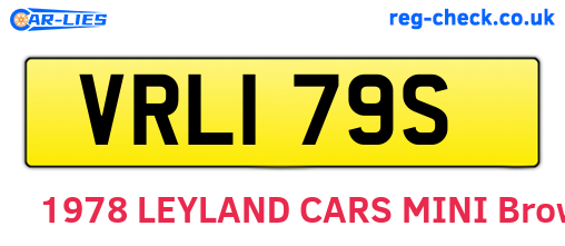 VRL179S are the vehicle registration plates.