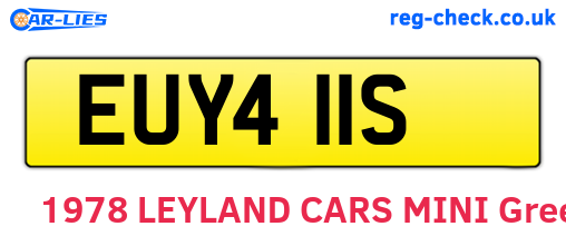 EUY411S are the vehicle registration plates.
