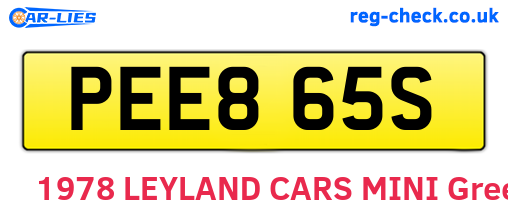 PEE865S are the vehicle registration plates.