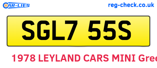 SGL755S are the vehicle registration plates.
