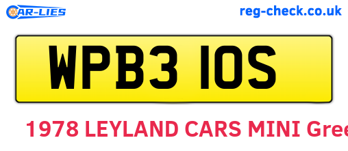 WPB310S are the vehicle registration plates.
