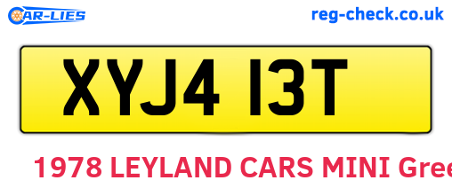 XYJ413T are the vehicle registration plates.