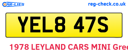 YEL847S are the vehicle registration plates.