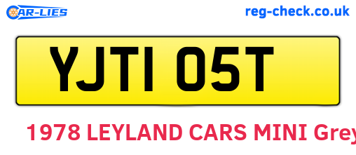 YJT105T are the vehicle registration plates.