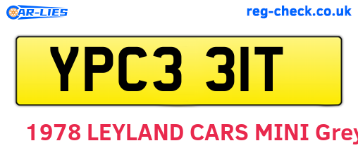 YPC331T are the vehicle registration plates.