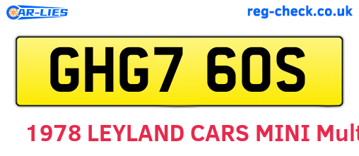 GHG760S are the vehicle registration plates.