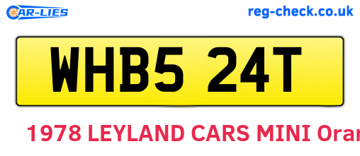 WHB524T are the vehicle registration plates.