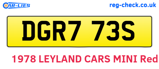 DGR773S are the vehicle registration plates.