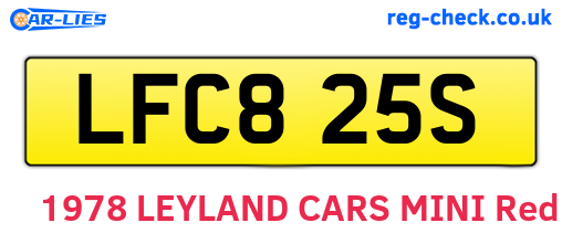 LFC825S are the vehicle registration plates.