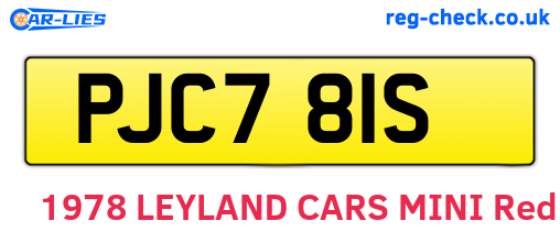 PJC781S are the vehicle registration plates.