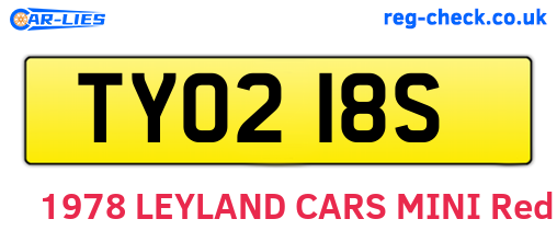 TYO218S are the vehicle registration plates.