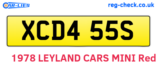 XCD455S are the vehicle registration plates.