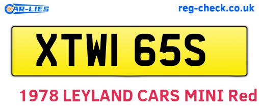 XTW165S are the vehicle registration plates.