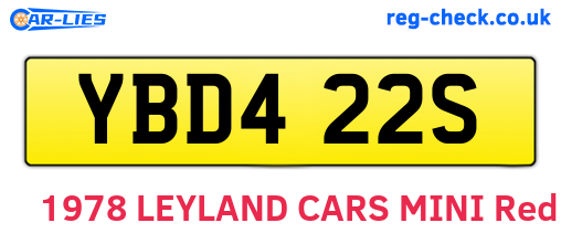 YBD422S are the vehicle registration plates.