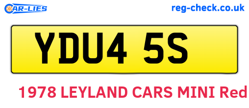 YDU45S are the vehicle registration plates.