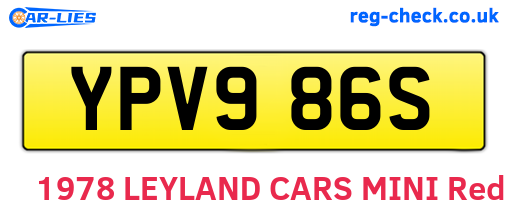 YPV986S are the vehicle registration plates.