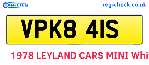 VPK841S are the vehicle registration plates.