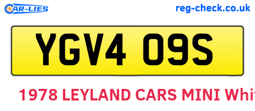 YGV409S are the vehicle registration plates.