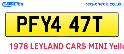 PFY447T are the vehicle registration plates.