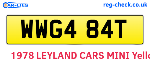 WWG484T are the vehicle registration plates.