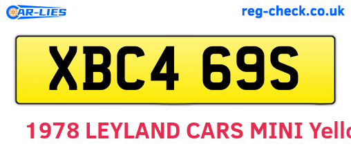 XBC469S are the vehicle registration plates.