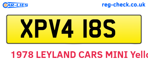 XPV418S are the vehicle registration plates.