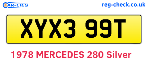 XYX399T are the vehicle registration plates.