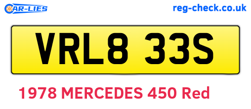 VRL833S are the vehicle registration plates.