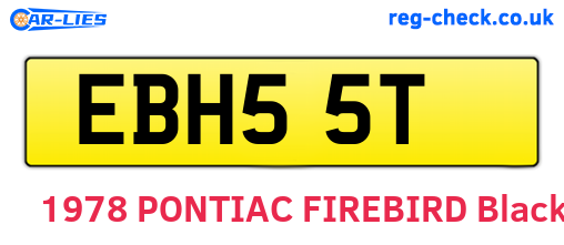 EBH55T are the vehicle registration plates.