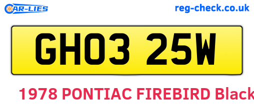 GHO325W are the vehicle registration plates.