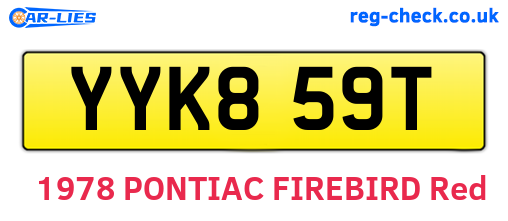 YYK859T are the vehicle registration plates.