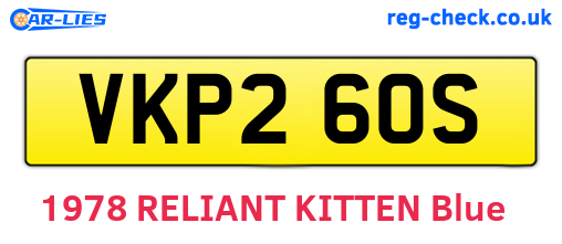 VKP260S are the vehicle registration plates.