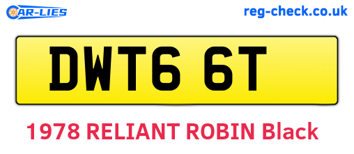 DWT66T are the vehicle registration plates.