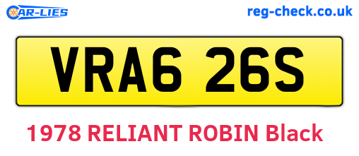 VRA626S are the vehicle registration plates.