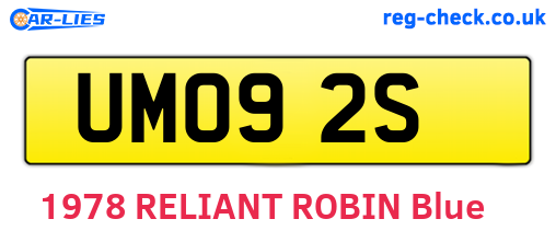 UMO92S are the vehicle registration plates.