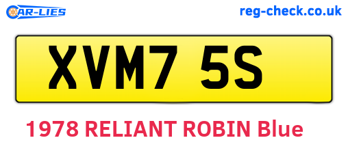 XVM75S are the vehicle registration plates.