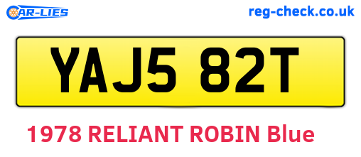 YAJ582T are the vehicle registration plates.