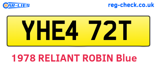 YHE472T are the vehicle registration plates.