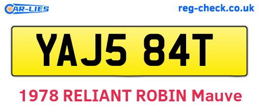 YAJ584T are the vehicle registration plates.