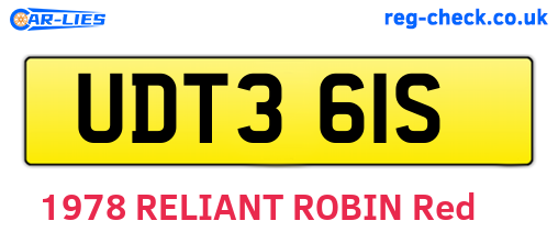 UDT361S are the vehicle registration plates.