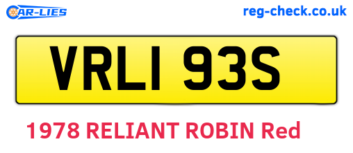 VRL193S are the vehicle registration plates.
